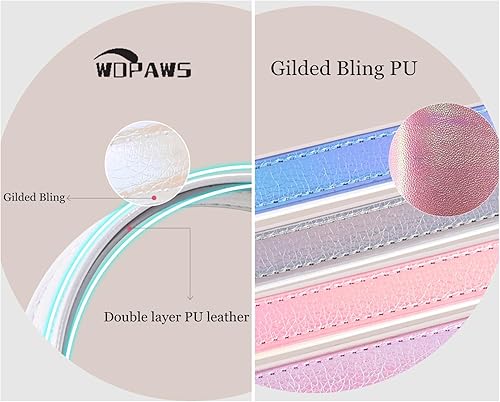 Miniatura 3 de Collar de diamantes de imitación para gatos y perros, con hebilla brillante, doble capa de piel sintética para gatos, gatitos y perros pequeños y