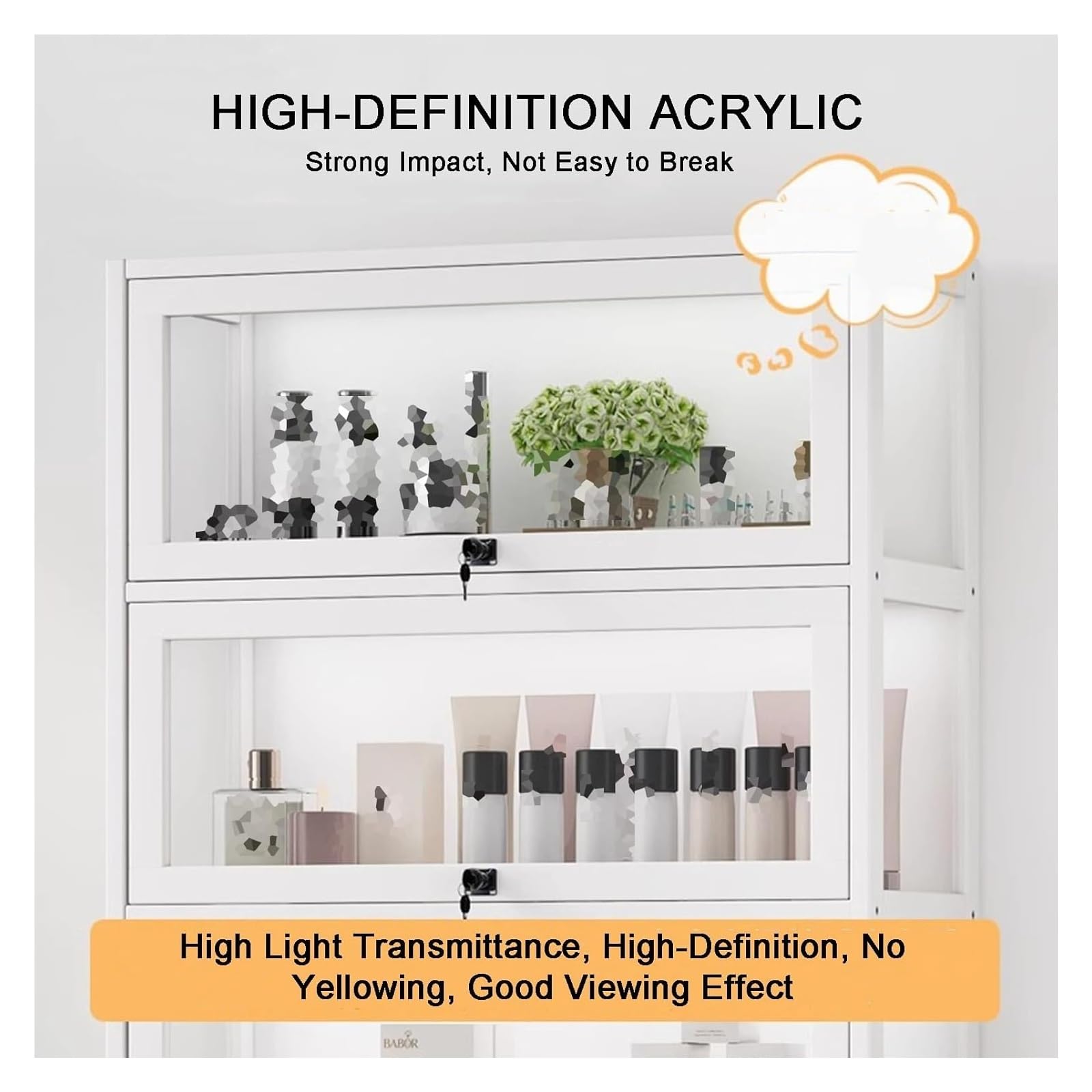 Akrylowa półka ekspozycyjna z zamykanymi drzwiami, przezroczysta witryna na figurki akt, zabawki, nizery, pokój gier, sypialni, przedmioty kolekcjonerskie, Stora, ekspozycja naścienna