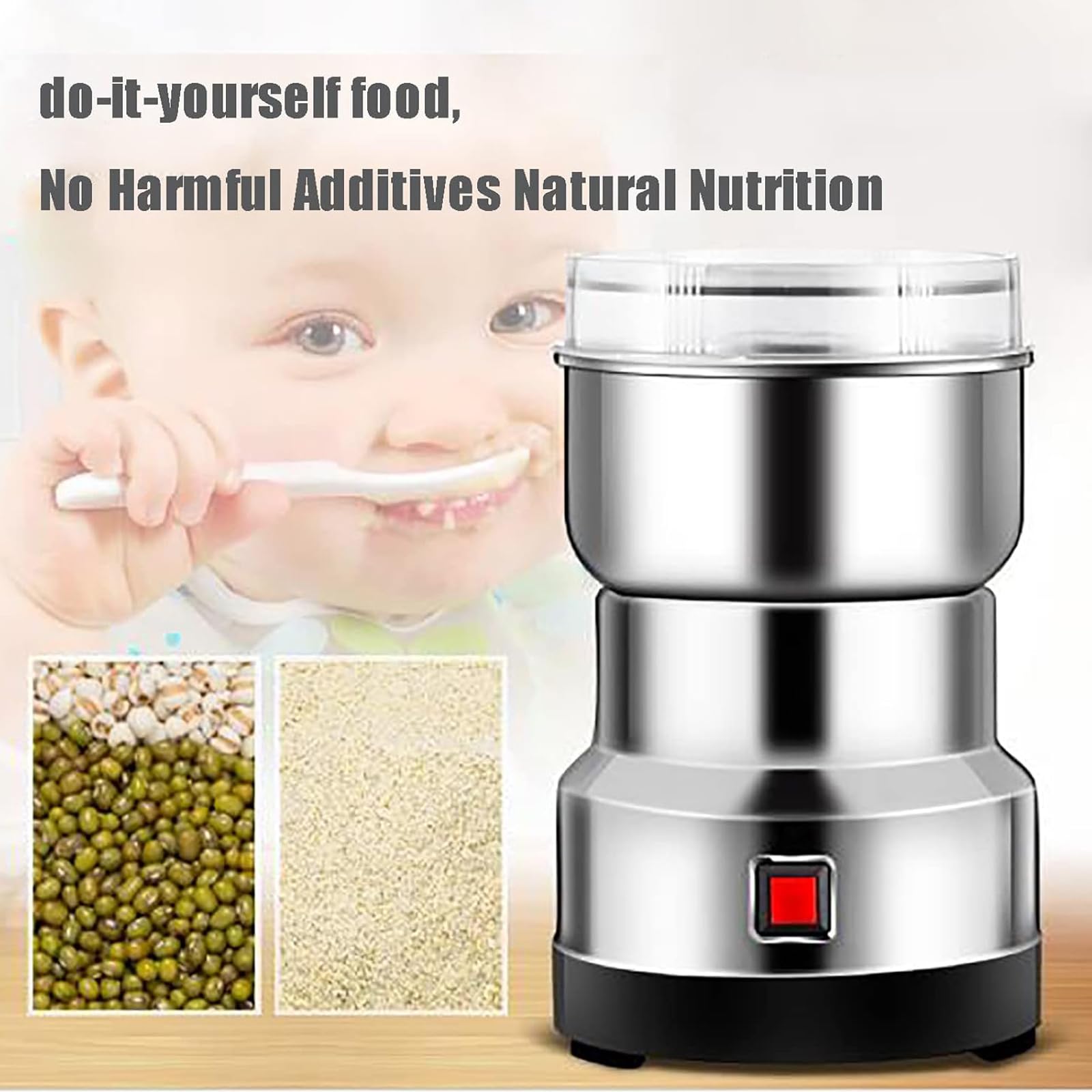 Moulin À Grains Électrique 300 G, Broyeur À Dosettes De Café, Mélangeur D'épices, Moulin À Épices À Grande Vitesse en Acier Inoxydable pour Moudre Les Grains, Les Racines