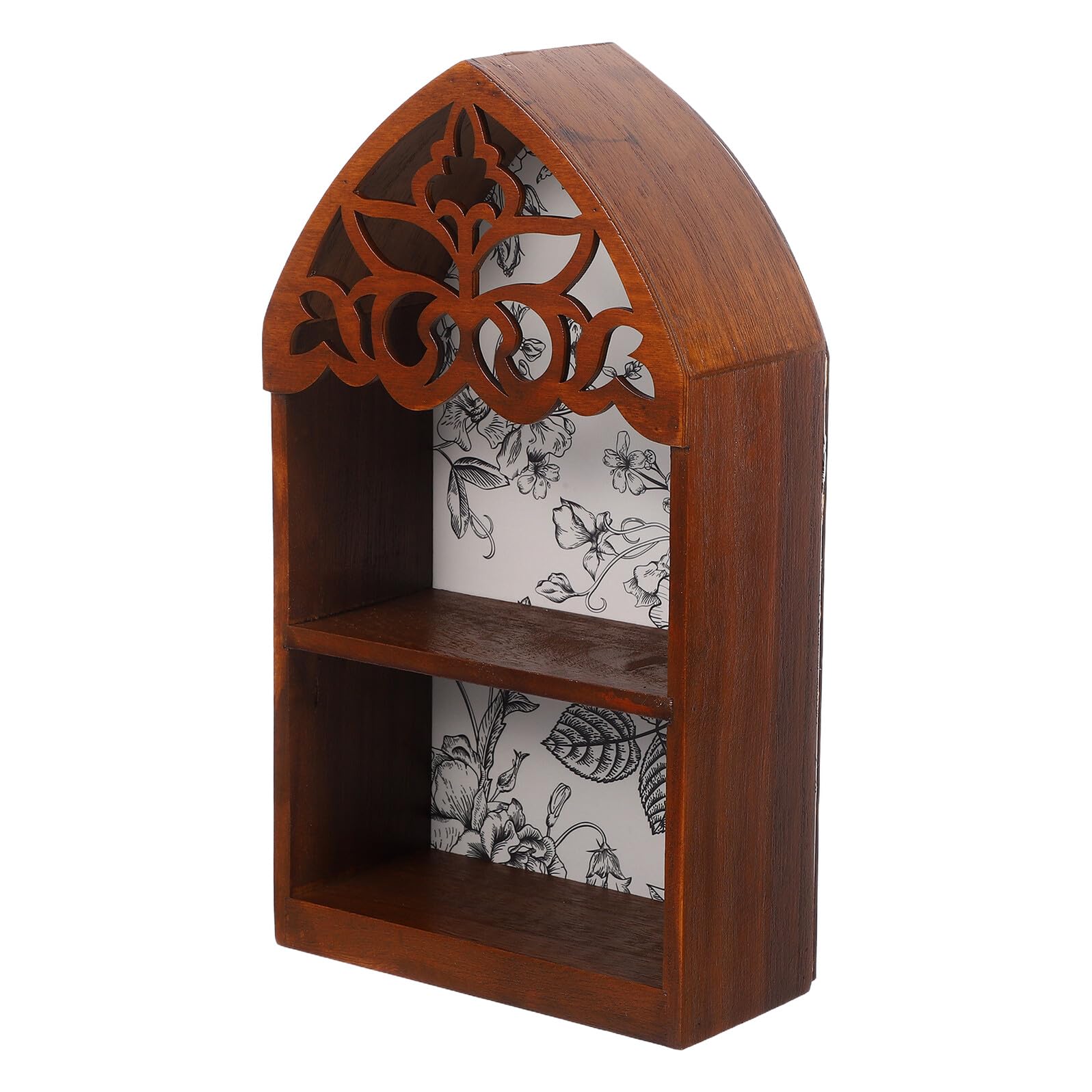 Étagère murale bois robuste double niveau pour cristaux et huiles