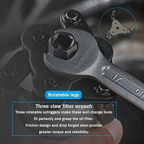 Miniatura 5 de Yumfugu 1 llave de filtro de aceite para automóvil, juego de cambio de filtro ajustable resistente de 12 metal, universal, multifunción, Z, plana,