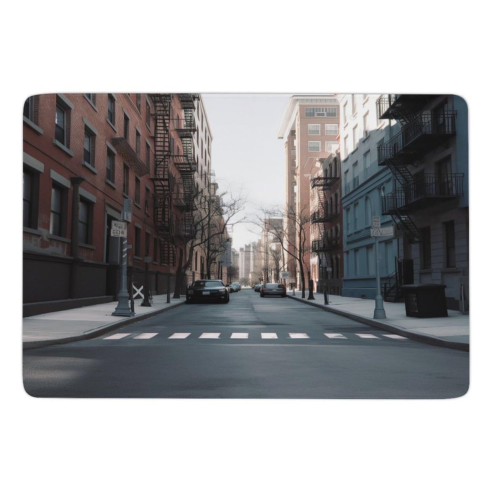 Tapis de salon en velours corail avec impression de rue moderne