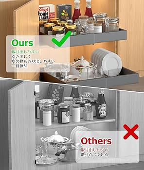 Amazon.co.jp: キッチン収納引き出しスライドレール付き