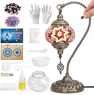 DIY Turkish Mosaic Lamp Kit for Adults,Swan-Neck Stained Glass Lamp Making Kit- Easy,Fun,No Experience Needed, Mosaic Art & Craft Project Kits for Adults & Teens,Make Your Own Table Lamp,Purple