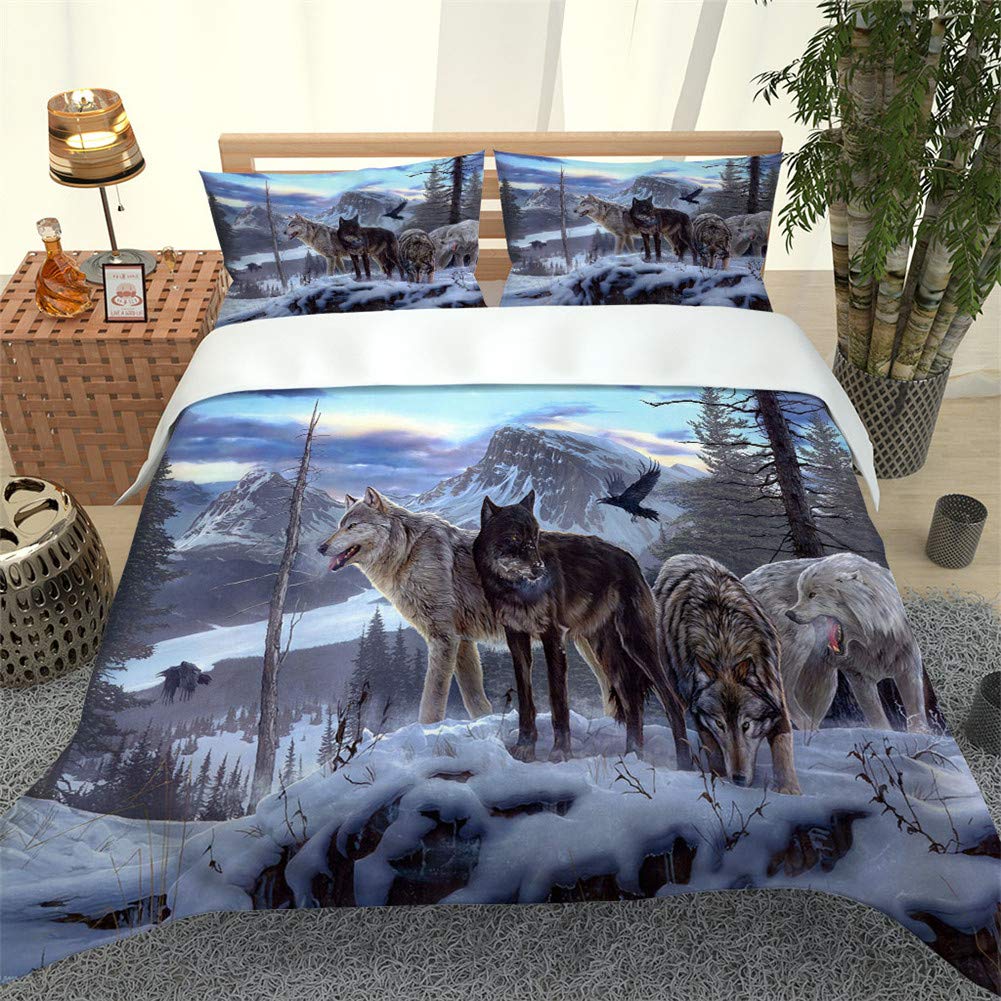 Housse de couette loup hypoallergénique en microfibre douce pour la peau