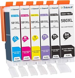 Tekmall PGI-580XXL CLI-581XXL PGI-580 CLI-581 580xl 581xl Compatible Ink Cartridge for PixmaTS8150 TS8250 TS9150 TS8251 TS8151 TS8152 TS8252 TS9155 TR8550 TS6150 TS9551C TS6351 (PGBK/BK/C/M/Y/PB)