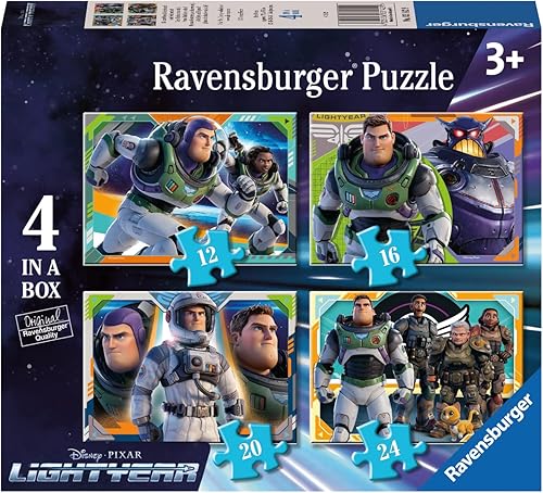 Ravensburger Disney Pixar Buzz Lightyear - Rompecabezas para niños a partir de 3 años, 4 en una caja (12, 16, 20, 24 piezas)