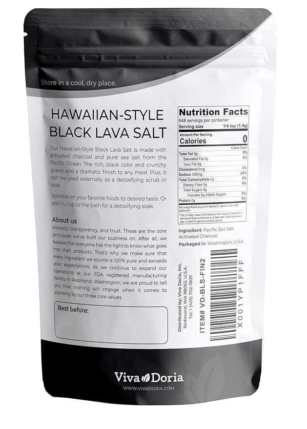 Sal Negra Hawaiana Viva Doria, Grano Fino, 907 g miniatura 2