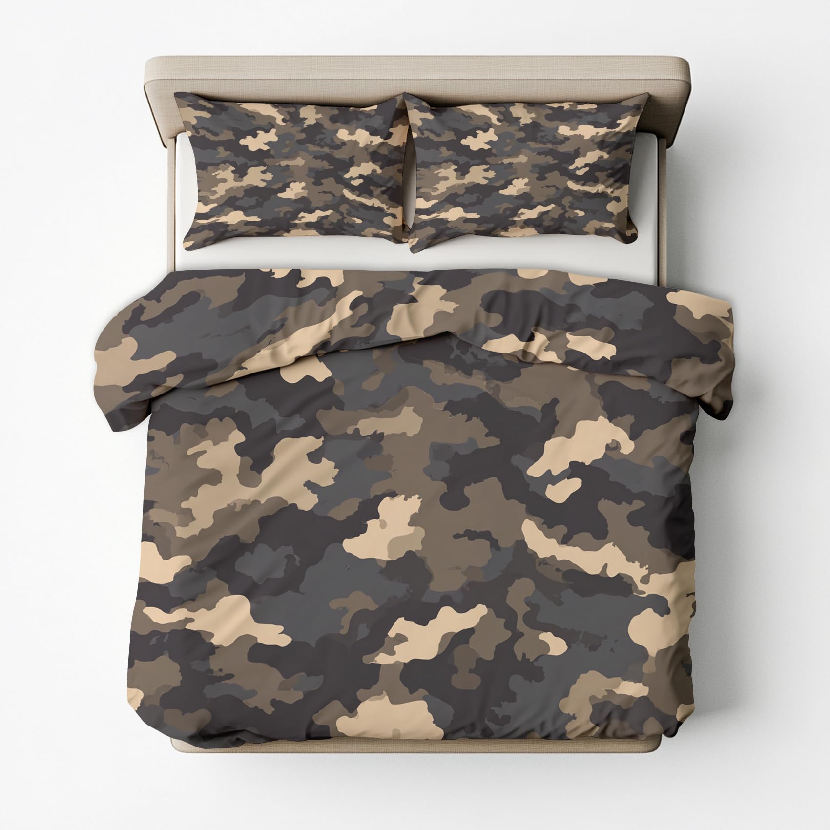 Generisch Tarnmuster Bettwäsche 140x200 2tlg, Schlafzimmer Deko Bettbezug und 1 Kissenbezug 70x90, Kinder Armee Tarnmuster Deckenbezug mit Reißverschluss, Weich Mikrofaser YAG3-18