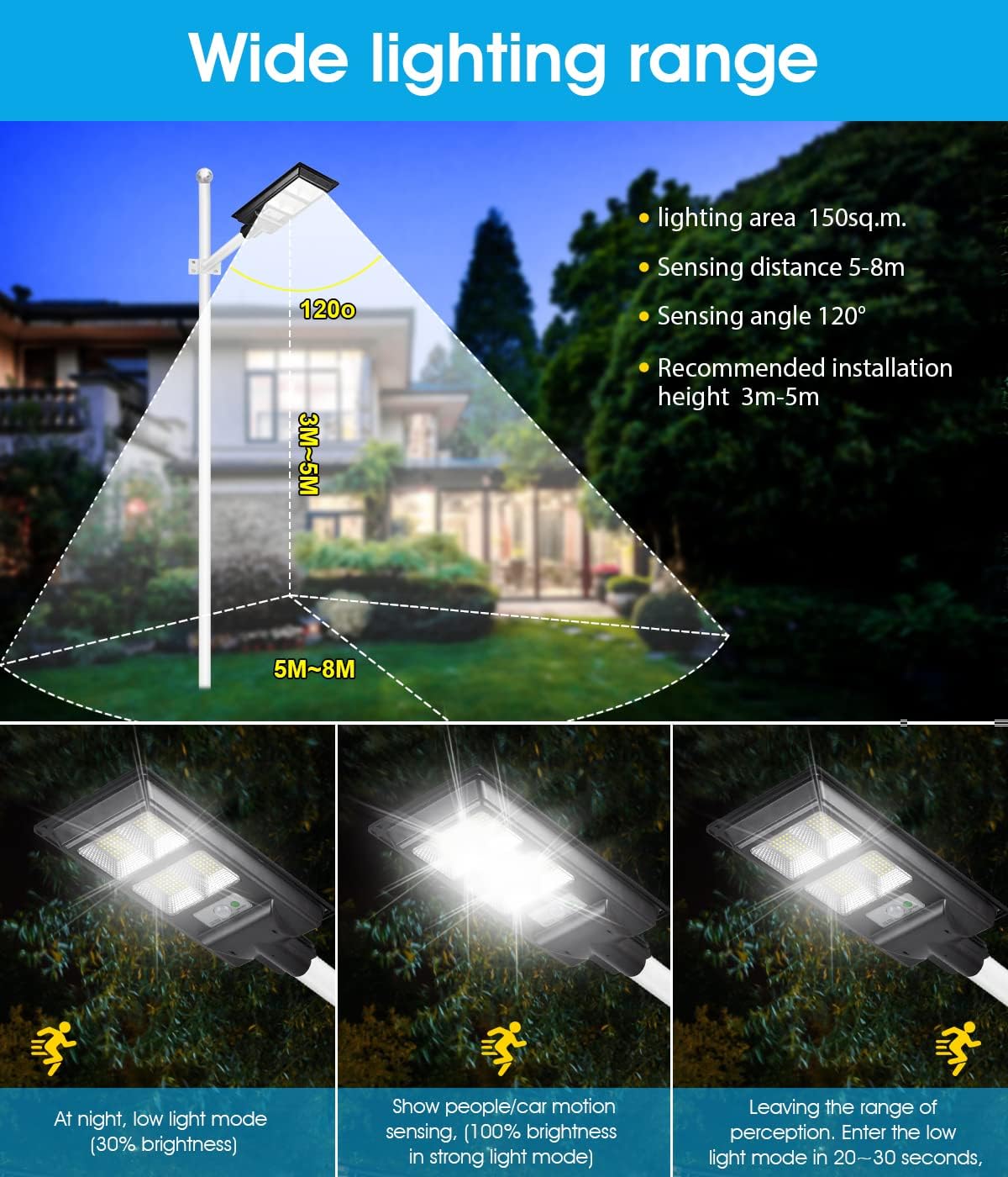 One-Day Sale: Up to 60% Off 60W Solar Street Light Outdoor, 6000LM Dusk to Dawn Commercial LED Flood Lights with Motion Sensor, IP66 Waterproof for Pathway, Yard, Patio, Garden, Garage