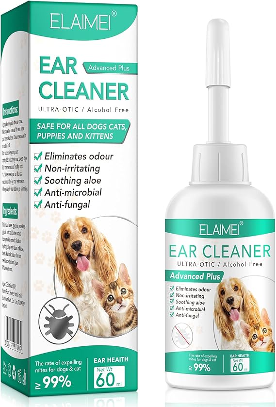 Pet Supplies SUPSERSR Dog Ear Cleaner 60ML, Dog & Cat Ear Cleaning