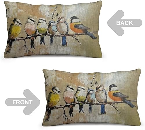 Miniatura 5 de Funda de cojín con inserto largo ovalado ITFRO (12 x 20 pulgadas), diseño de golondrinas con texto en inglés "What if i fall Oh, but my darling,