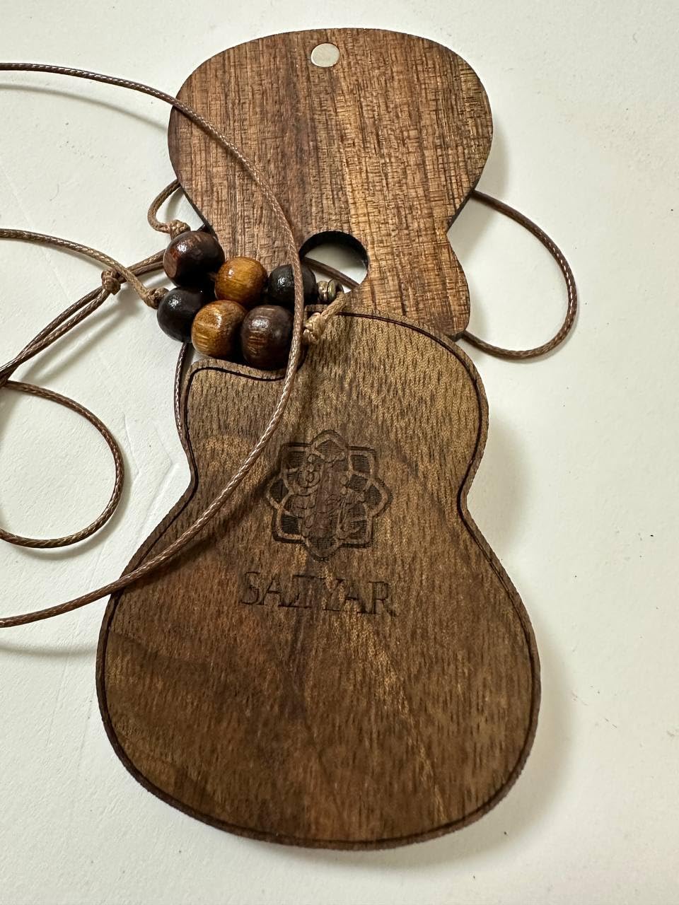 Guitar pick box holder - Hand-made Walnut BOX holder with magnet door and neck strap image 2