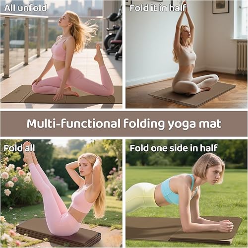 Miniatura 5 de Tapete de yoga plegable, tapetes de ejercicio para entrenamiento en casa, cómodo y duradero, tapete plegable grueso y portátil, antideslizante,