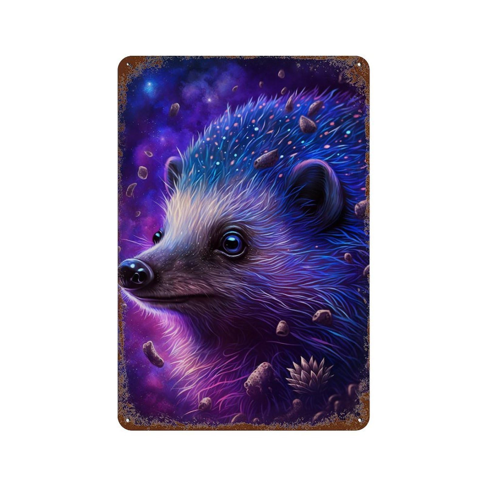 Cosmic Hedgehog Art Print-9 Vintage Metal Tin Sign 11.8"x7.9", Novelty Wall Decor for Garage, Pub Or Kitchen