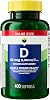 Spring Valley Vitamin D 50 mcg 2000 IU | Bone & Immune Health | 400 Softgels | Pack of 1