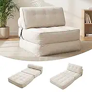 3 in 1 Foldable Compact Sofa Bed, Modular Floor Sofa with Headrest and Lumbar Cushion, Convertible Lounger Chair to Guest Bed for Living Room Dorms Bedroom, No Assembly Required,800 lbs Capacity