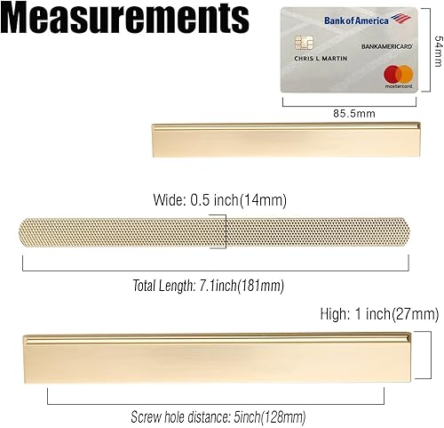 Miniatura 6 de Paquete de 10 manijas de bronce champán de 7-12 pulgadas (7.559 in) con agujero central para gabinetes de cocina, tiradores de cajones de cocina,