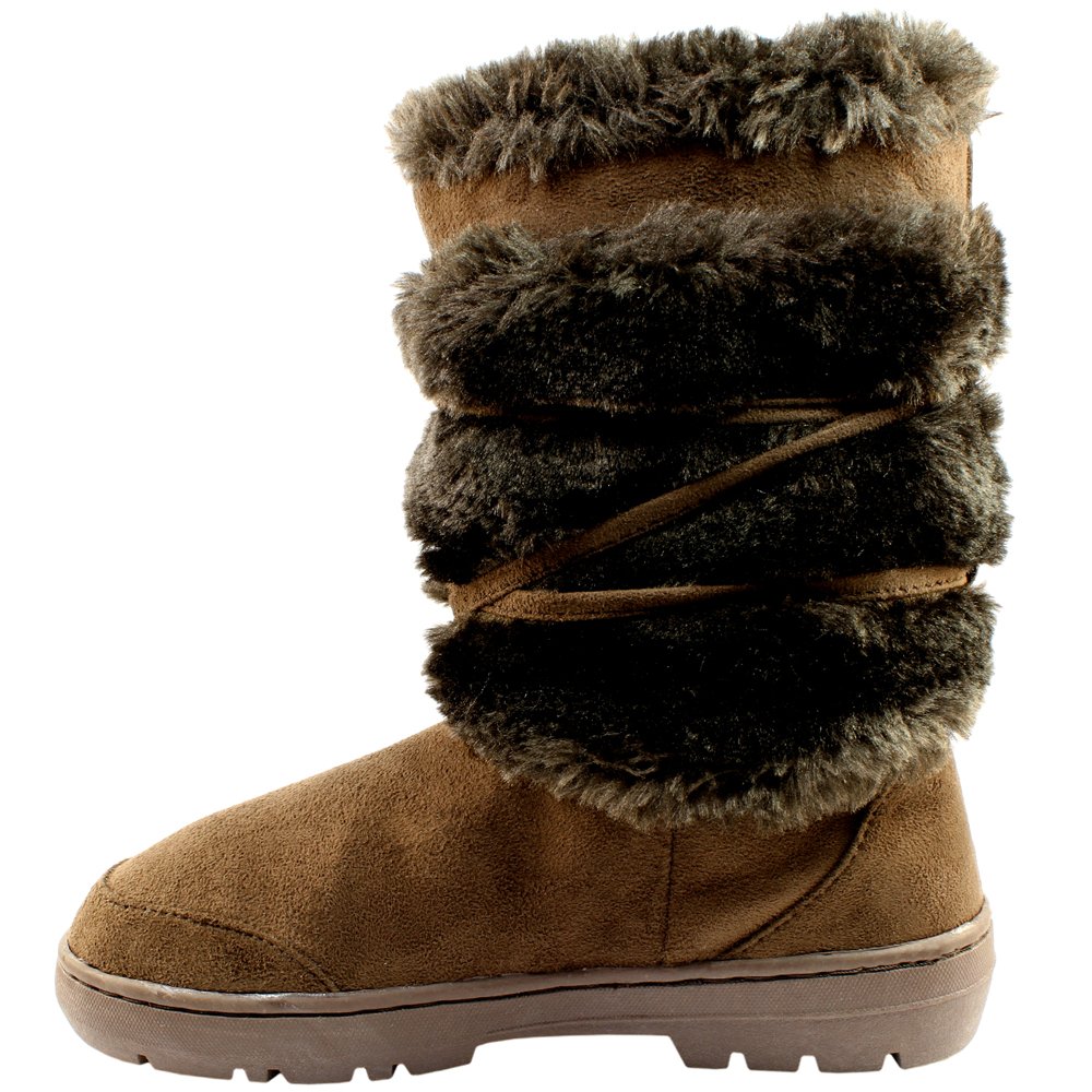 Holly Womens Pom Pom Waterproof Winter Snow Boots - Brown - 7-40 - AEA0160