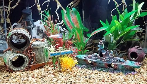 SLOCME Aquarium Shipwreck Decorations Fish Tank Ornaments - Resin Material Sunken Ship Decorations, Eco-Friendly for Freshwater Saltwater Aquarium Betta Fish Decorations