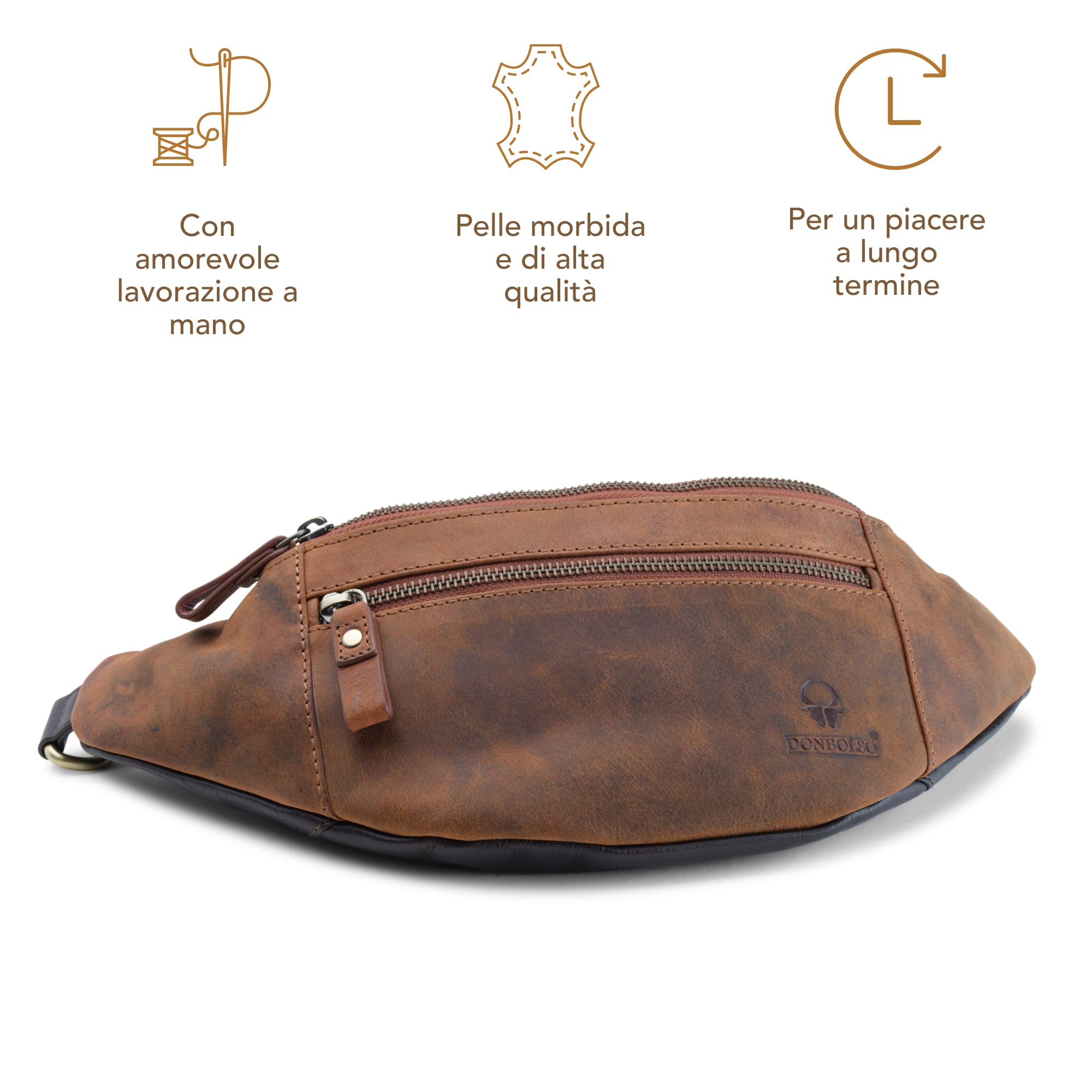 DONBOLSO Marsupio Seattle I Marsupio Uomo Pelle I Borsa Grande Borsello Per Uomo E Donna I Vintage Brown