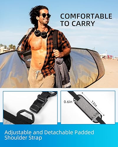 Vista 6 de OCEANBROAD Tabla de surf Longboard Bag Bolsa de viaje de día 5'0, 5'6, 6'0, 6'6, 7'0, 7'6, 7'6, 8'0, 8'6, 9'0, 9'6, 10'0