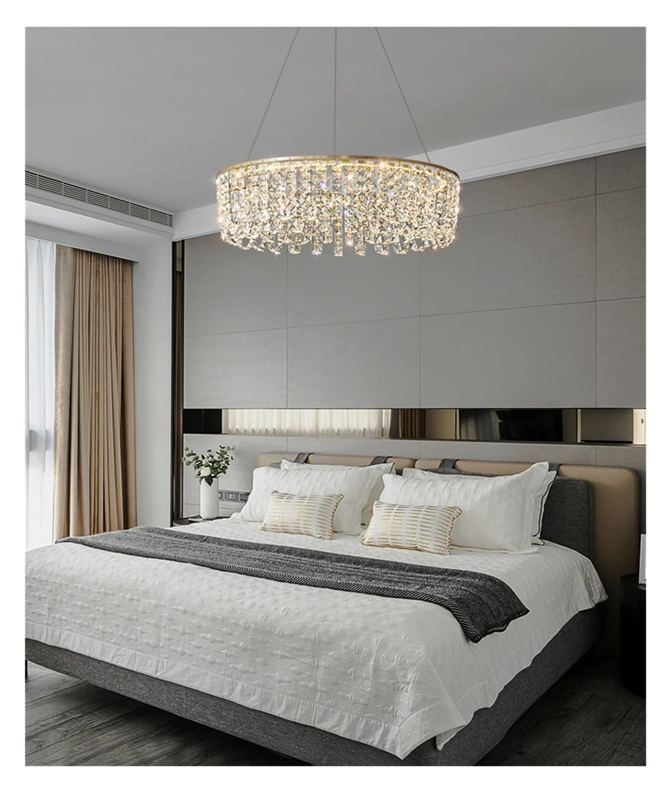 ZTCHSENZT Crystal Chandelier All Copper Crystal Chandeliers Living Room Light Bedroom Circular Light Dining Room Lighting Device,Changeable-Dia60cm