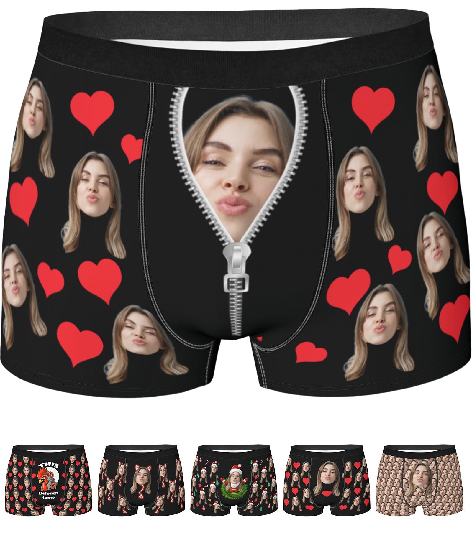 Custom Face Boxers - Personalized Men's Underwear with Photo Print - Funny Novelty Boxer Shorts Gifts