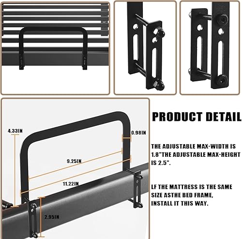 Miniatura 9 de 4 tapones deslizantes para colchón, barra de retención de colchón de metal para camas ajustables, soporte de colchón en su lugar para evitar que el