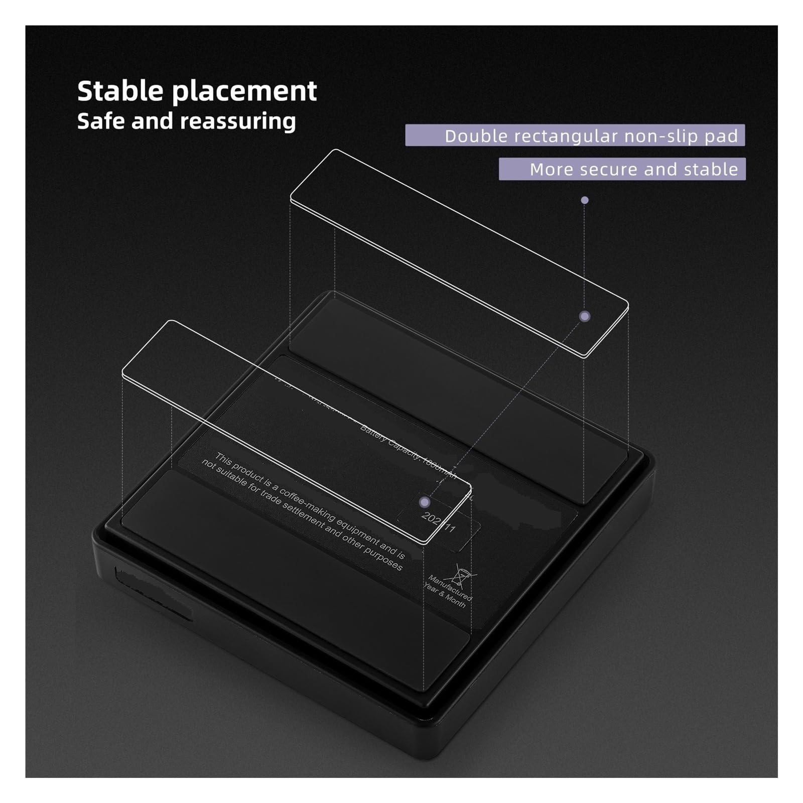 Báscula De Café Cocina Digital 2000g/0,1g Electrónica Recargable Cíclica Alta Precisión Accesorios Barista For El Hogar Medición Precisa Esfuerzo(Black)