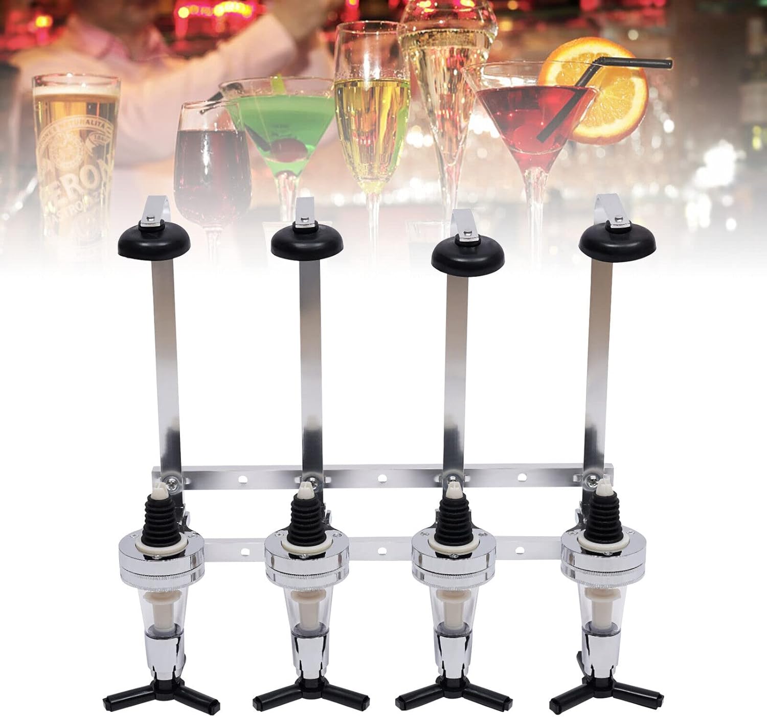 XUANIIIL 4 Bottle Wine Liquor Dispenser Wall Mounted Stand