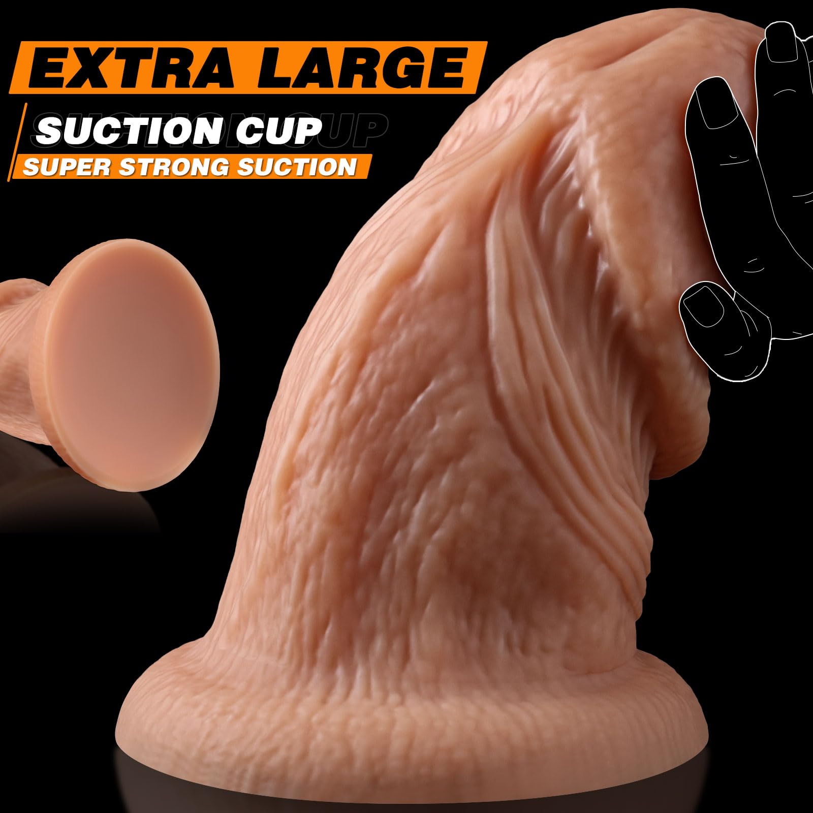 24 × 11,5 cm Dildo Realistico XXL Enorme, Fallo Gigante Diametro Estremo con Texture Della Carne Realistico per Sfide Anale e Allungamento Anal, Carne Sex Toys Senza Palle per Donne Uomini Gay BDSM