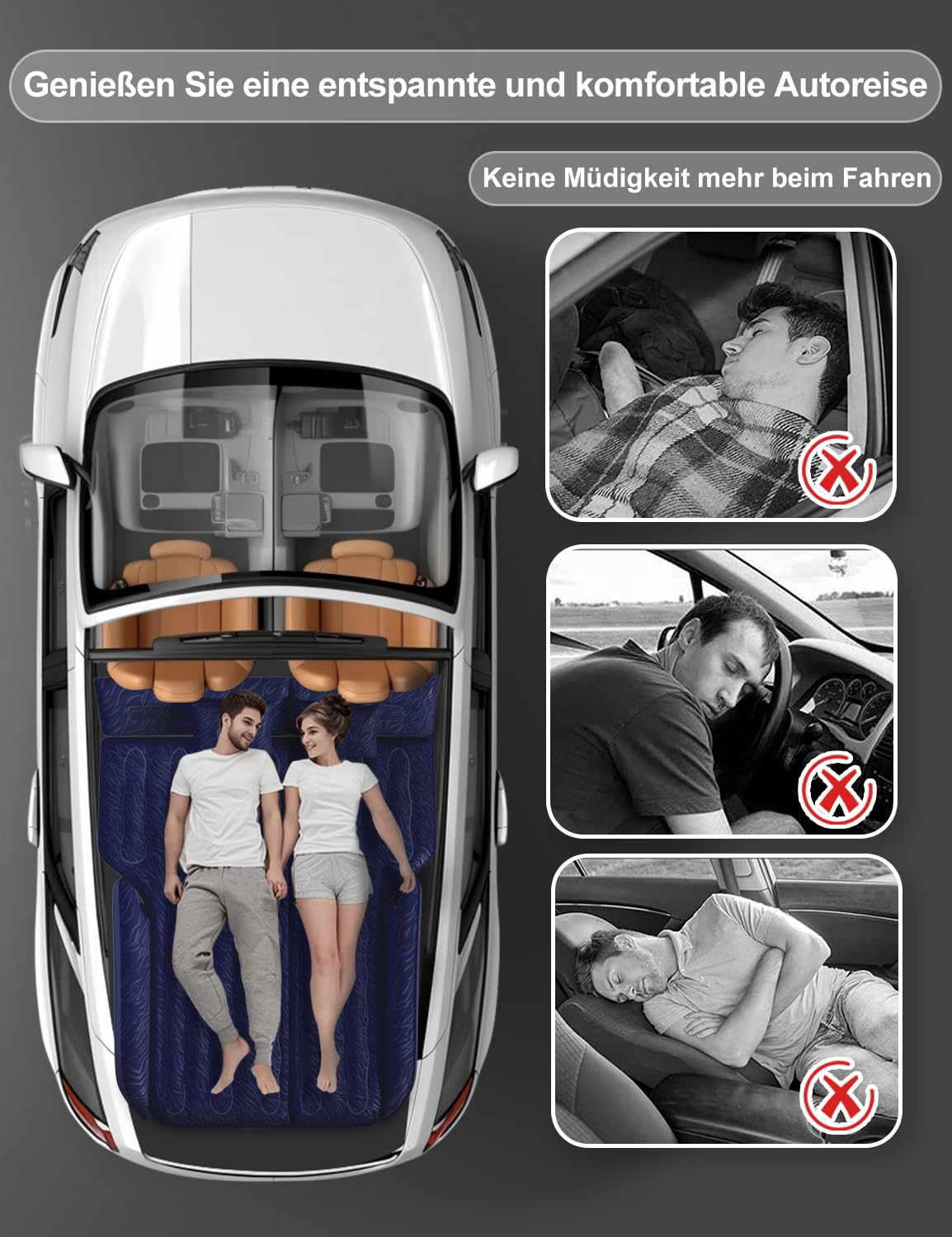 Auto Matratze: SUV Auto Luftmatratze, Auto Bett, Luftmatratze Auto Kofferraum, Doppelseitige Verdickte Beflockung Automatratzen Kofferraum, Auto Bett für Camping(Marine)