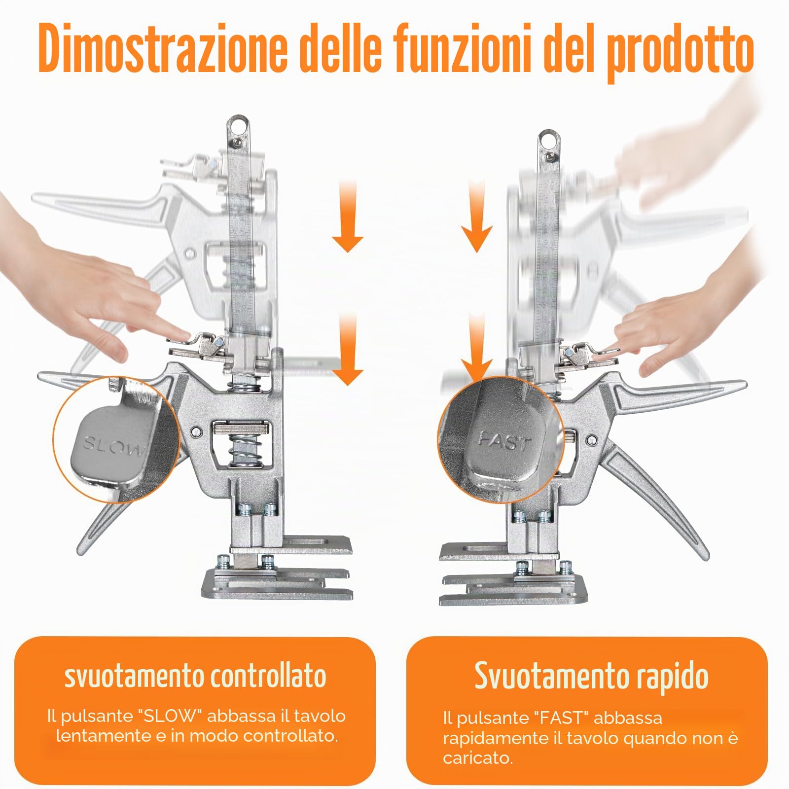 2 pezzi di braccio per risparmio di lavoro, braccio per sollevamento di utensili manuali, con funzione di sollevamento lenta e rapida, capacità di sollevamento 200 kg, strumenti di sollevamento per