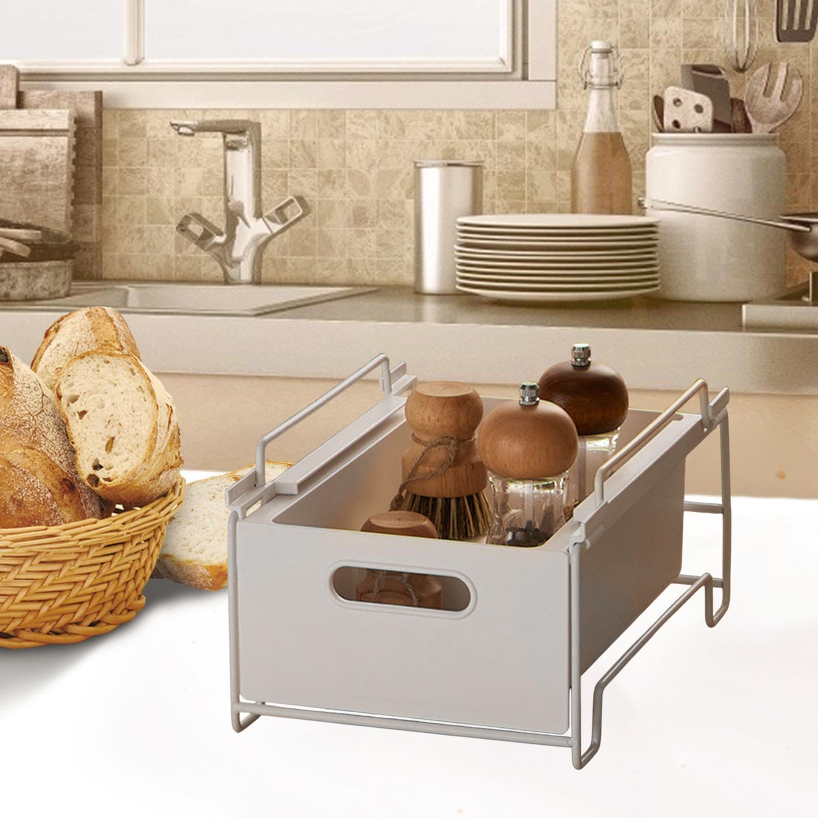 Organizador Extraíble para debajo Del Lavabo, Organizador de Armario Multiusos con Cajón Deslizante, Estante de Almacenamiento Apilable para El Baño, tal como se describe, 35cmx25cmx16cm