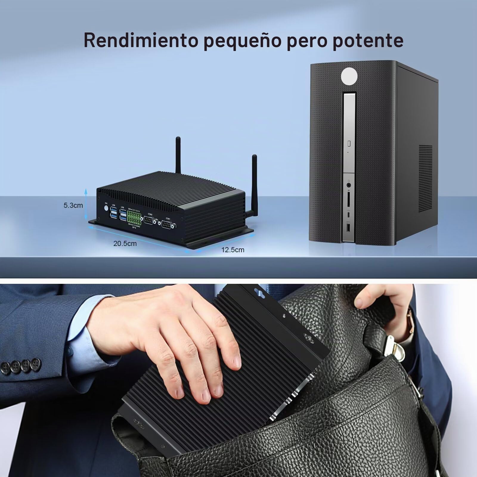 WEIDIAN Mini PC sin Ventilador i7-10810U/10510U Industrial Fanless Ordenador 16GB RAM 512GB SSD Win11 GPIO, 4K 2HD+DP, 2LAN, 2COM RS232/422/485, 6USB WiFi&BT Wake On LAN Auto Power On