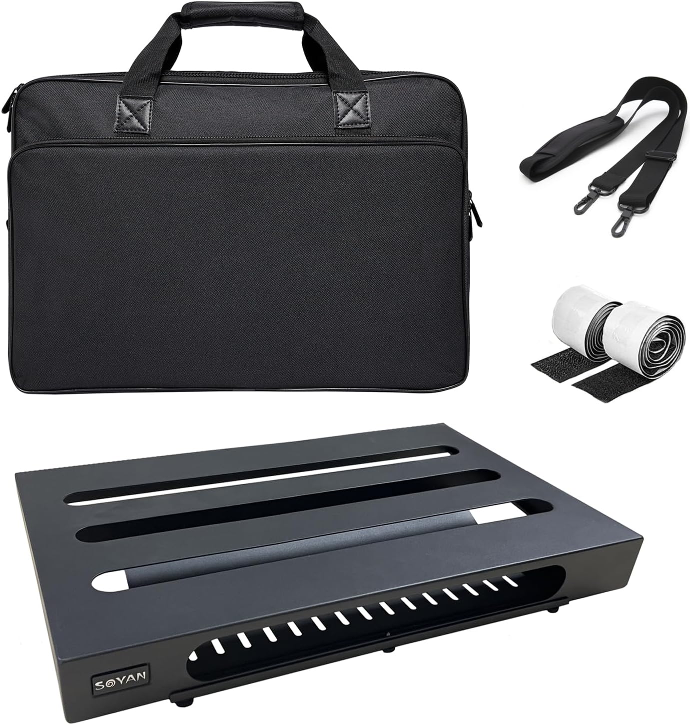 18" x 11.8" Guitar Pedal Board with Power Supply Cradle, Carry Bag Included (SPB-18S)