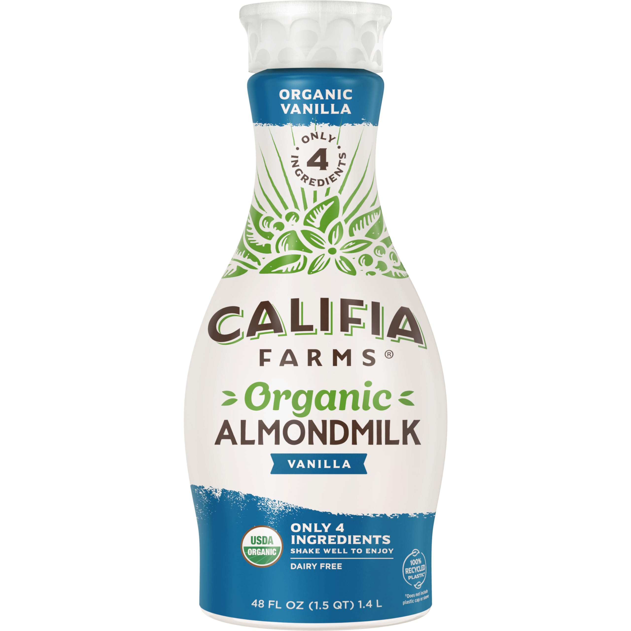 Califia Farms - Organic Vanilla Almond Milk 48 Oz Dairy Free Vegan Plant Based Organic Milk Non GMO