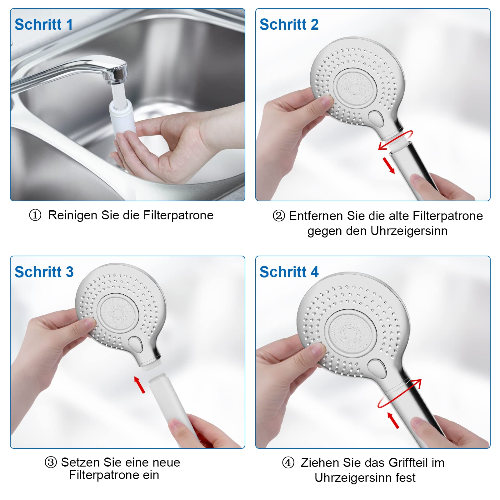 MEKO Duschkopf + 2 Pack Ersatzfilter