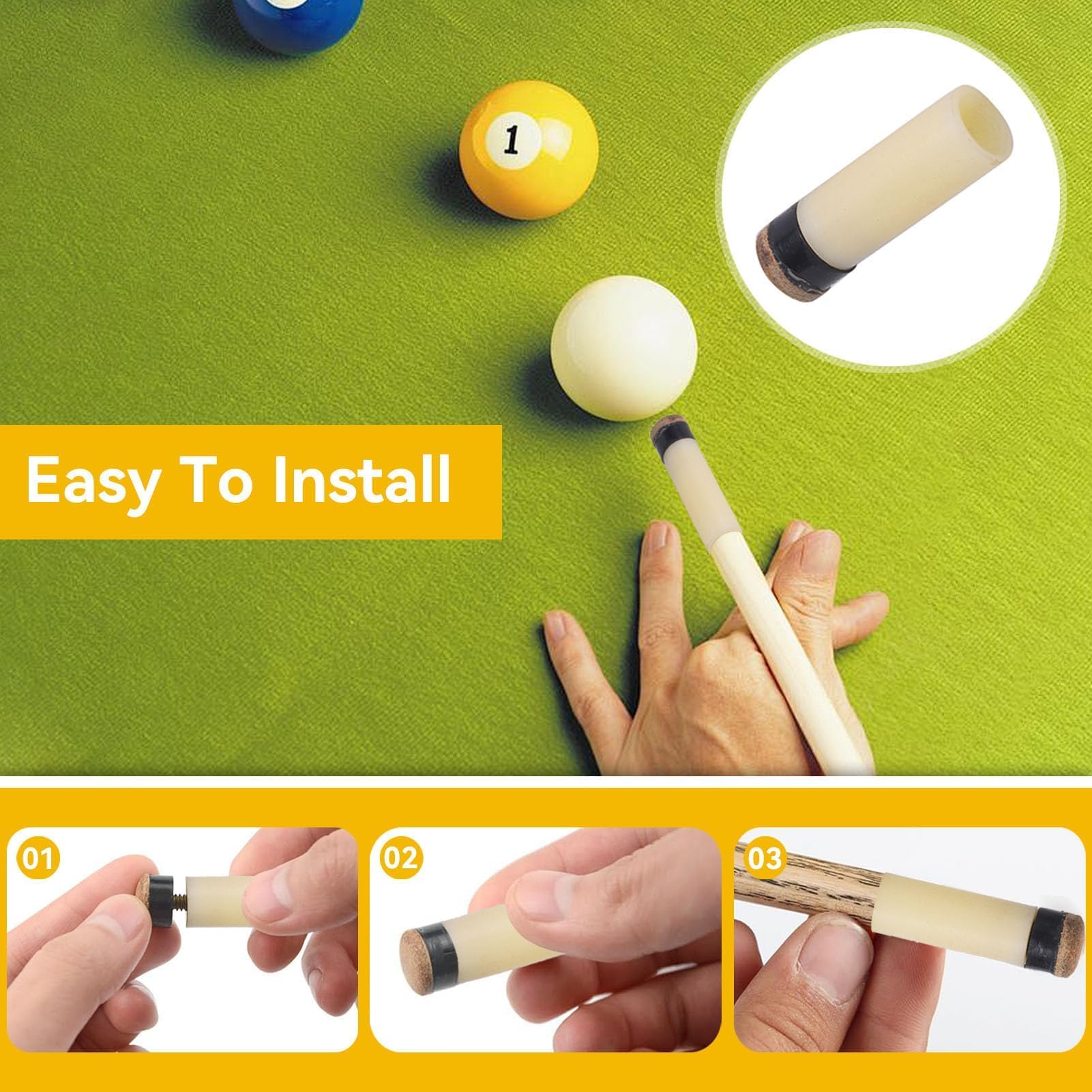 Agatige 10Pcs Puntas De Taco De Billar, 10MM/11MM/12MM/13MM Snooker Pool Cue Consejos Billar Pool Taco Palo De Rosca En Las Puntas De Repuesto para Palos De Billar