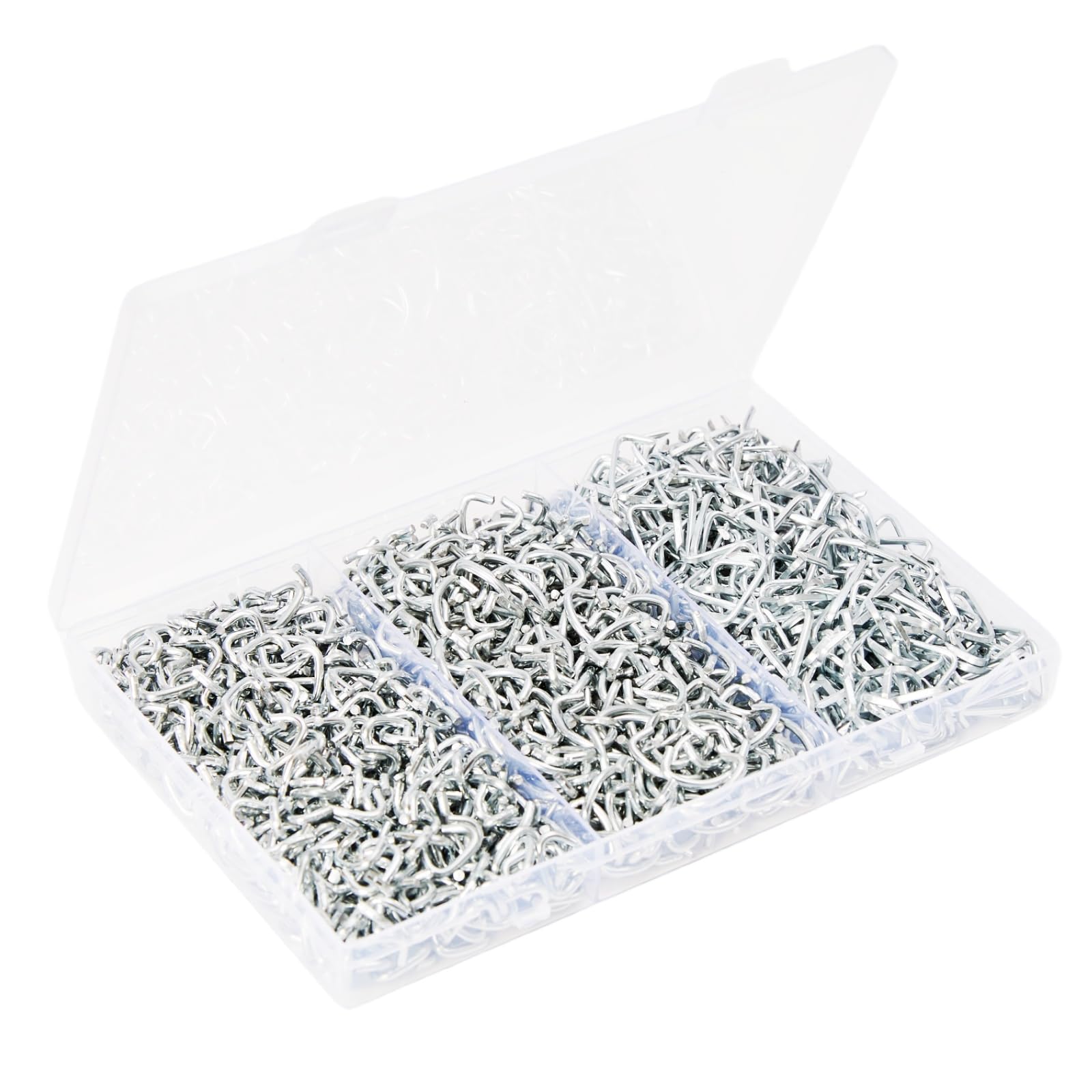 600 Pcs 1/2" 3/4" 3/8" Galvanized Hog Rings Professional Upholstery Hog Rings Installation Assortment Kit for Auto Upholstery and Fencing,Bagging,DIYCraft,Furniture,Pet Cages,Ropes