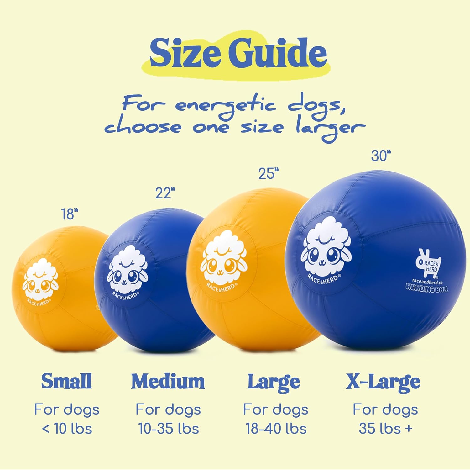 Race&Herd 25 Original XXL Herding Ball for Dogs Large - Herding Toys, Durable Outdoor Big Dog Herding Ball for Australian Shepherd, Corgis, Border Collie Ball & Other Medium to Large Breeds (Blue)