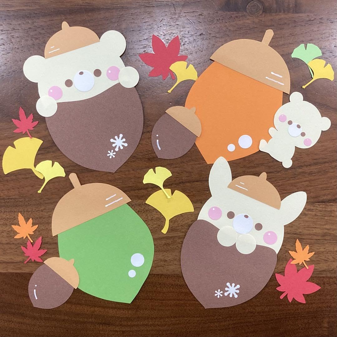 Amazon.co.jp: 410 壁面 壁面飾り 秋 9月 10月 11月 どんぐり 動物