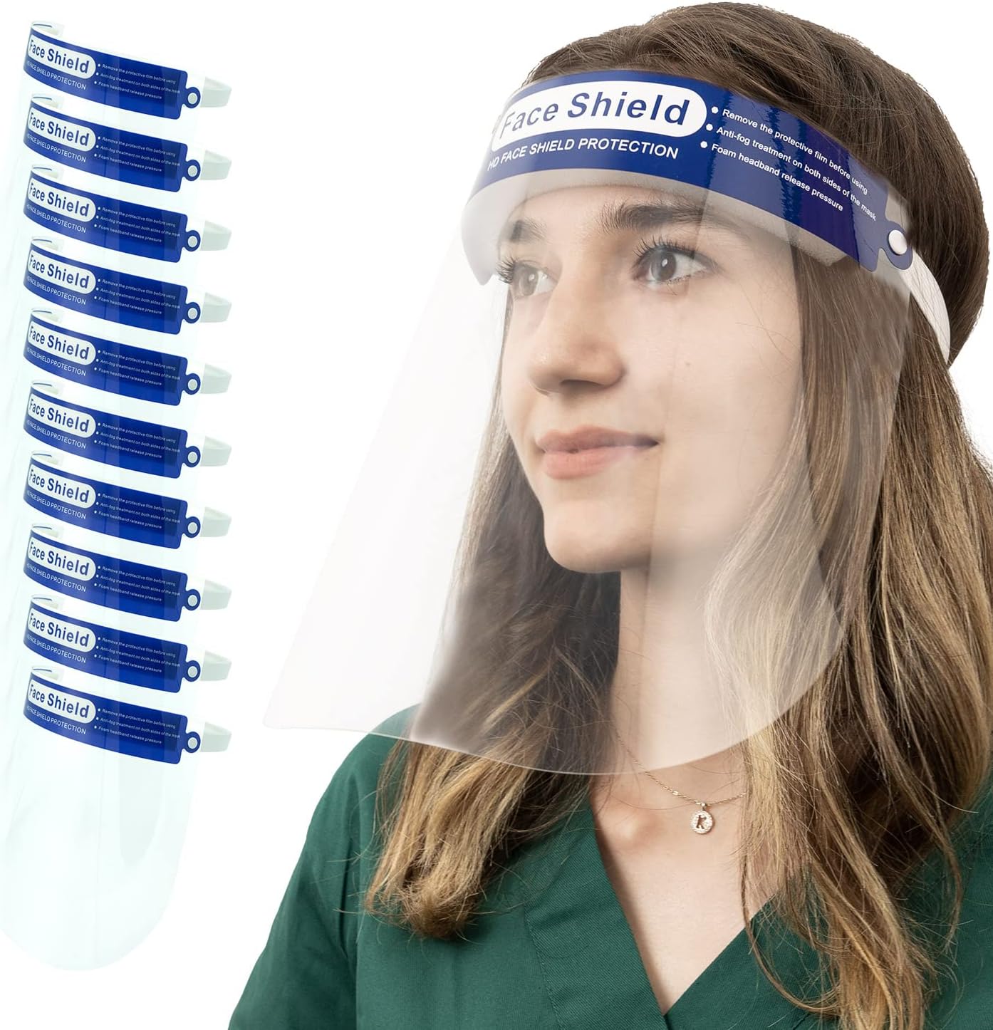 aaGlow 10 Pack Anti Fog Face Shield Adult & Teenager, Safety Face Shield Protective Your Face & Nose for Daily Works
