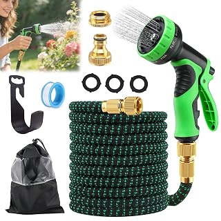 Flexibler Gartenschlauch 15m, Dehnbarer Gartenschlauch mit 10-Funktions-Düse, Gartenschlauch Flexibel, Wasserschlauch flexibel, Leichter Flexibler Schlauch, Dehnbarer flexiSchlauch für Gemüsebeet - Amazon product rated Grade A