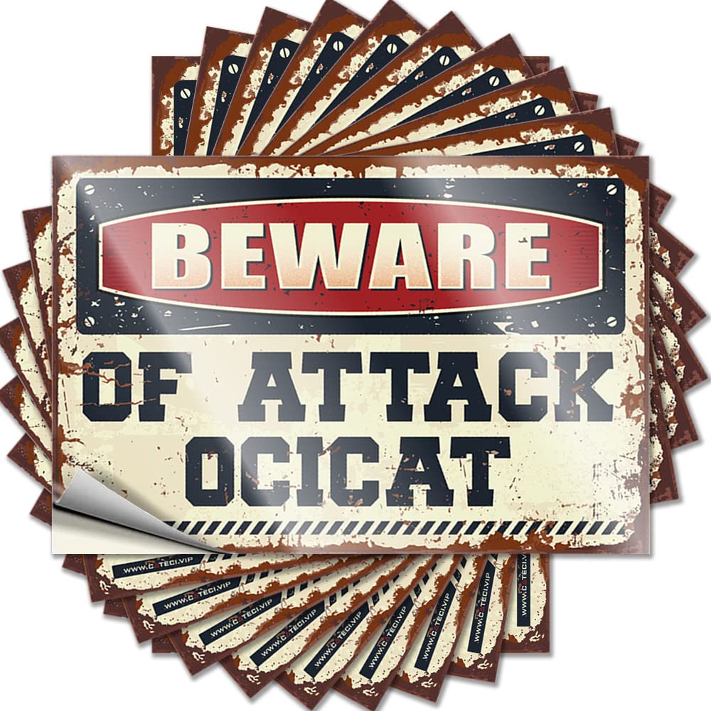 Quote Lake Life Decor Peel and Stick - Beware of Attack Ocicat Hard Coastal Waterproof Vinyl for Military(12X18CM)