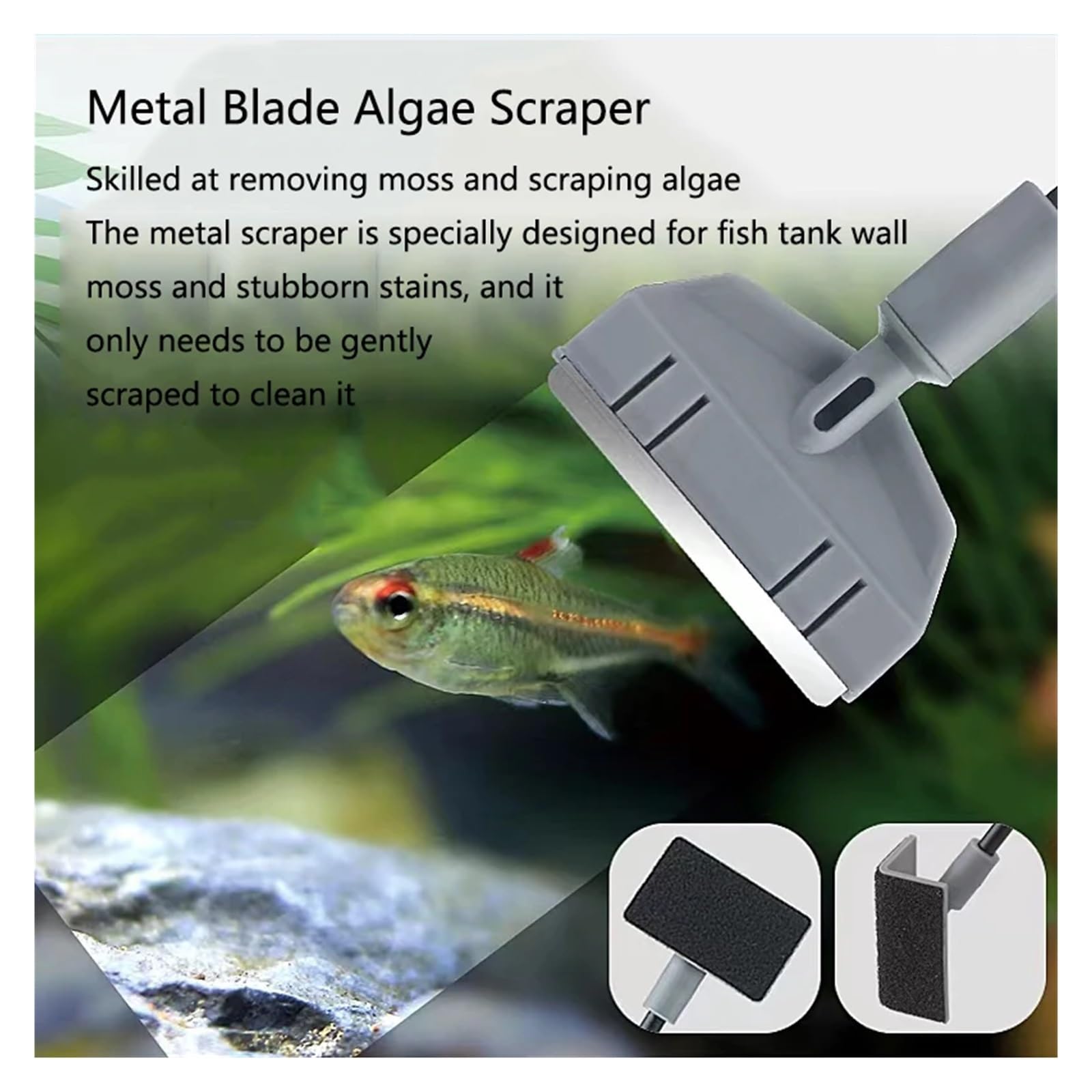 Pengchang Kit de Herramientas de Limpieza for Tanques de Peces de Acuario, Limpiador de Tanques de Algas, Limpiador de Acuario, rascador de Red for peceras, Accesorios de Esponja