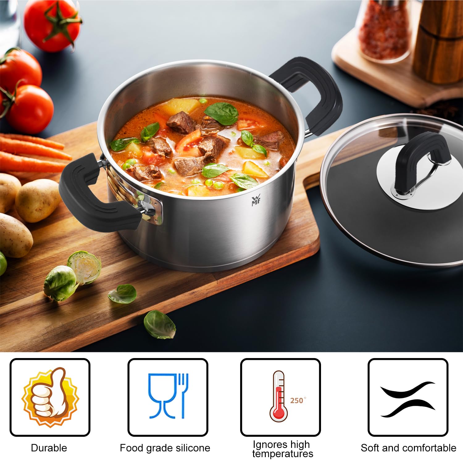 3 Pièces Poignées En Silicone Pour Casseroles Support De Poignée