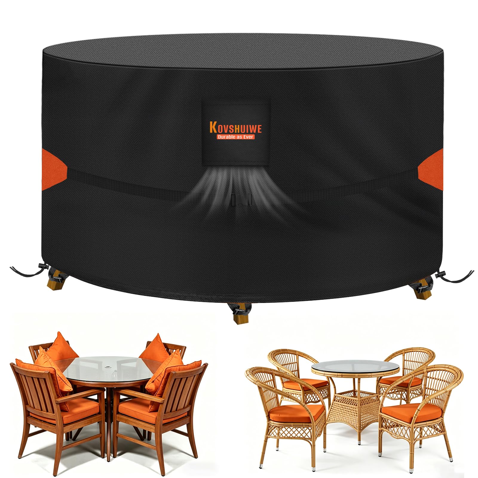 Ø230x100cmHousse de Protection Table Ronde de Jardin, Tissu Oxford 520D