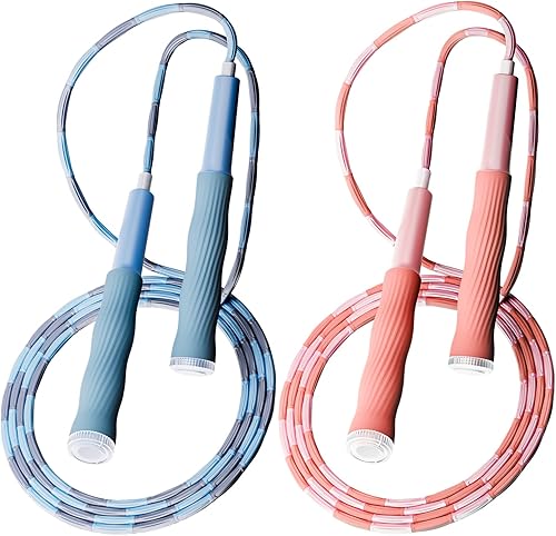 Paquete de 2 cuerdas de saltar para niños, hombres y mujeres, cuerda de saltar ajustable para fitness, cuerda de saltar sin enredos para adultos,